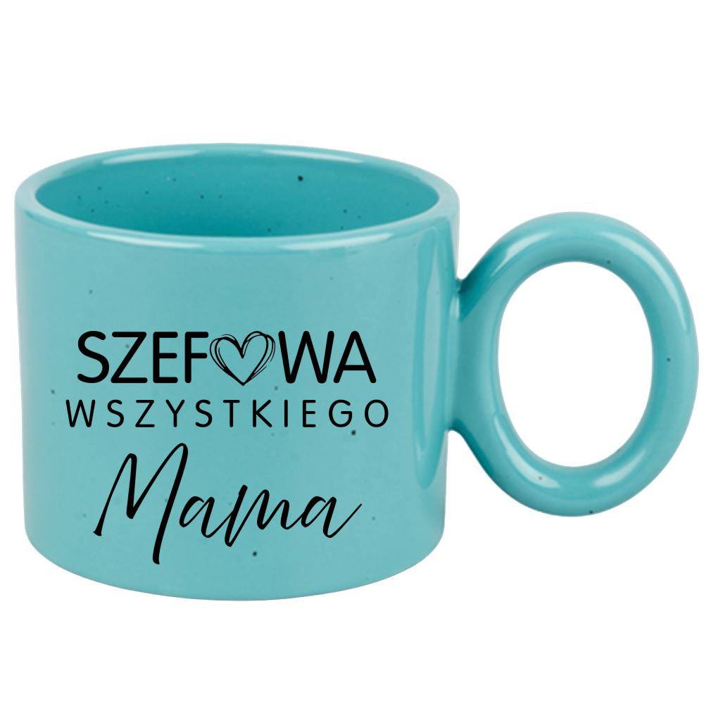 Kubek Szefowa wszystkiego Mama kubek ravenna turkusowy kolor pastelowy fiolet