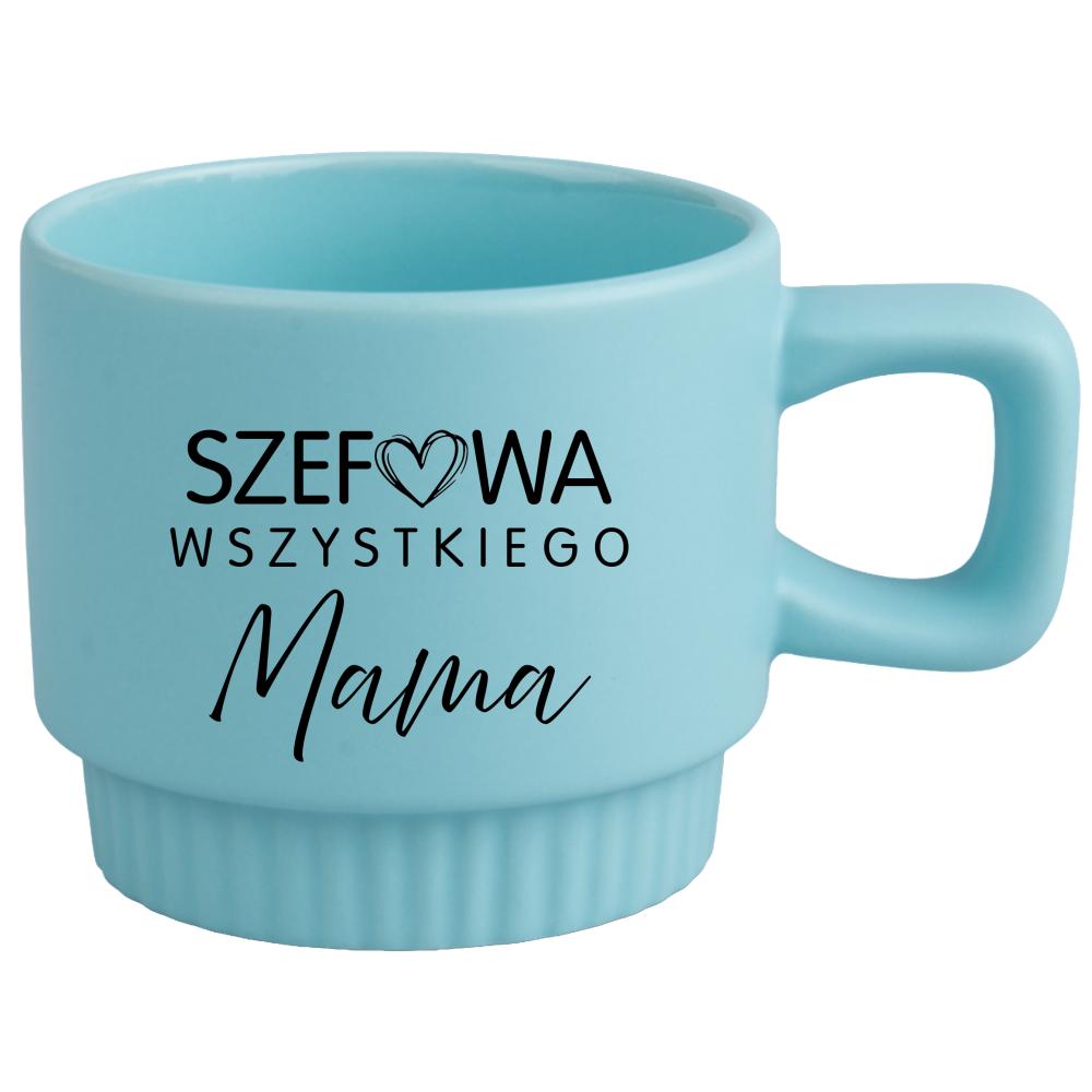 Kubek Szefowa wszystkiego Mama kubek ryflowany niebieski kolor niebieski 2