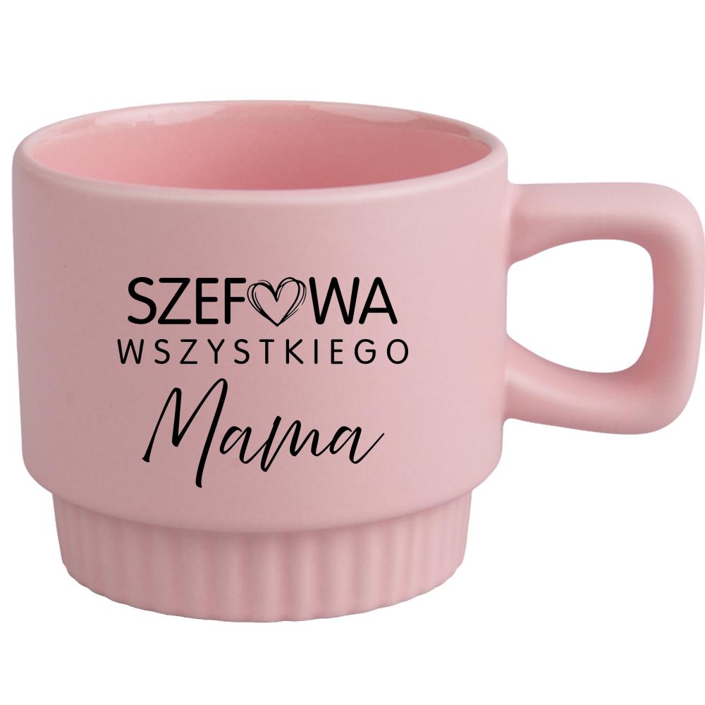 Kubek Szefowa wszystkiego Mama kubek ryflowany różowy kolor różowawo-szary