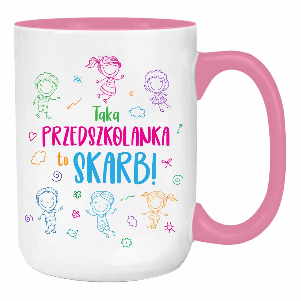 Kubek Taka przedszkolanka to skarb duży kubek ucho kolor kolor różowy