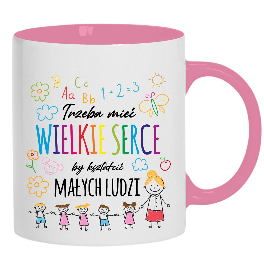 Kubek Trzeba mieć wielkie serce kubek ucho kolor kolor różowy