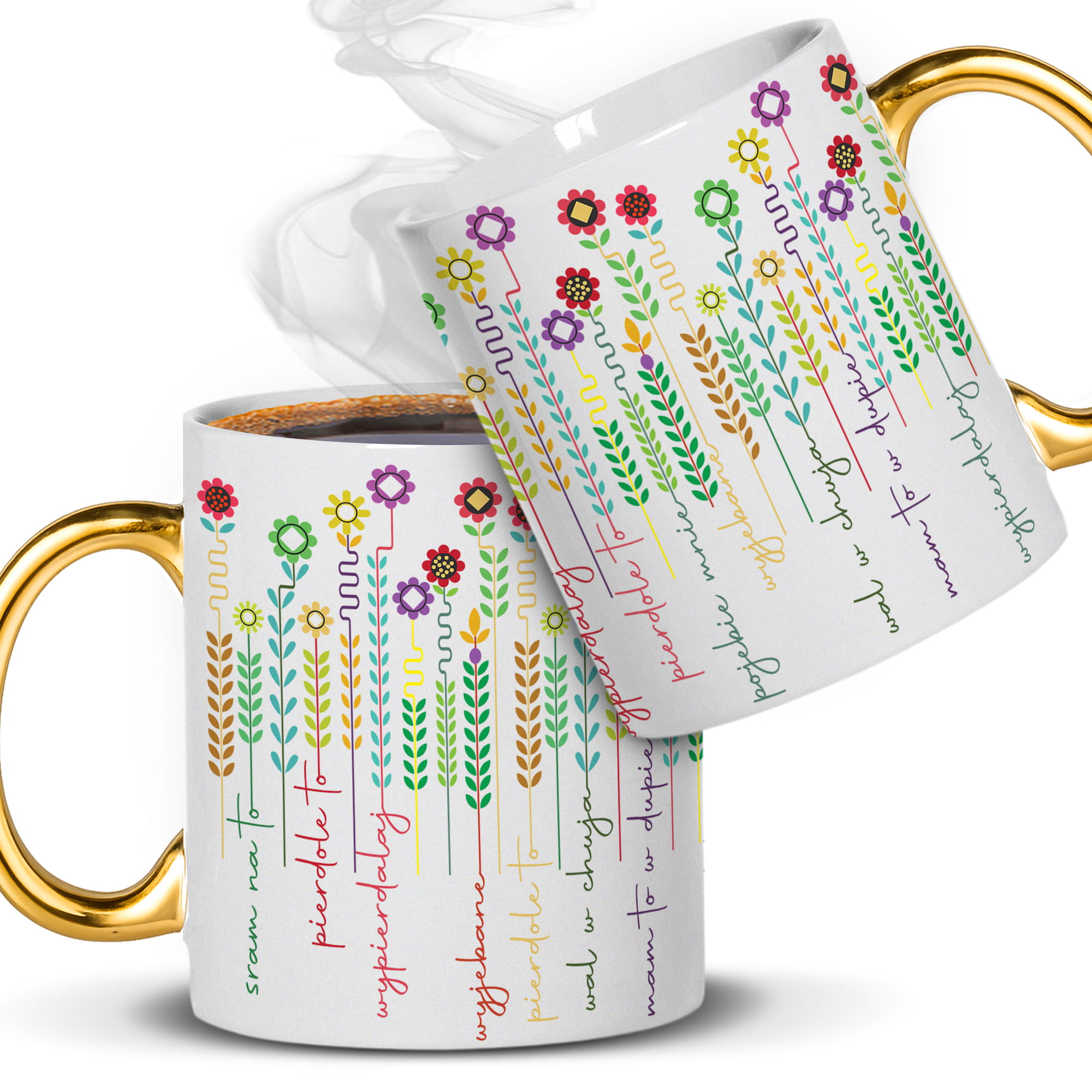 Kubek z kwiatowym wzorem i ukrytym przekazem