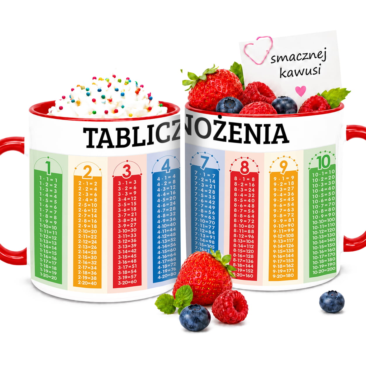 Kubek z tabliczką mnożenia 2 kubek ucho kolor kolor czerwony
