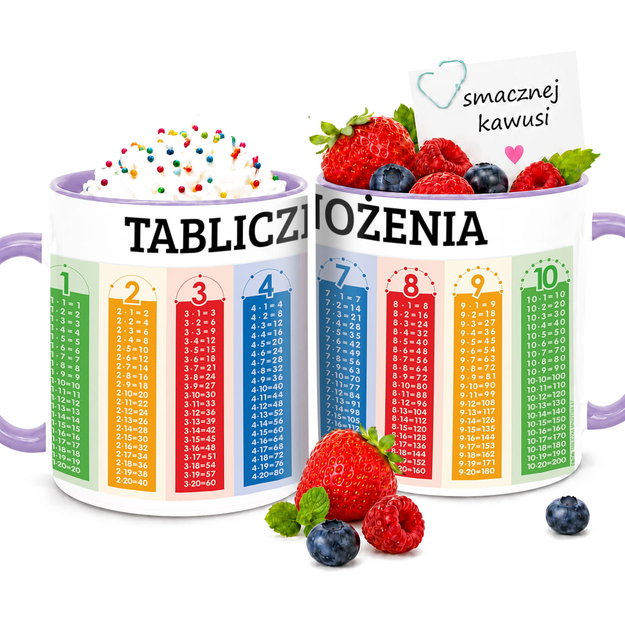 Kubek z tabliczką mnożenia 2 kubek ucho kolor kolor jasnofioletowy