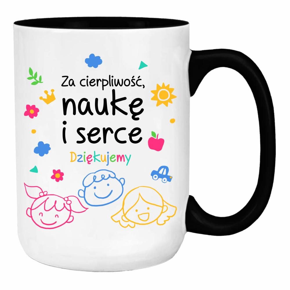 Kubek Za cierpliwość naukę i serce duży kubek ucho kolor kolor biały