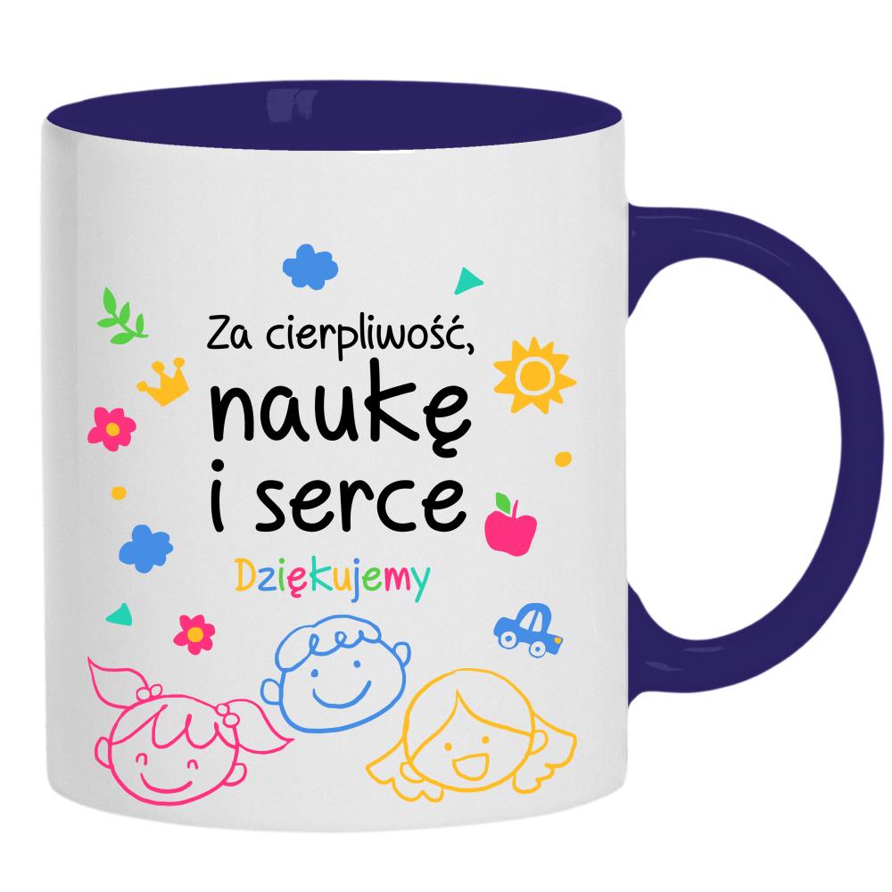 Kubek Za cierpliwość naukę i serce kubek ucho kolor kolor navy