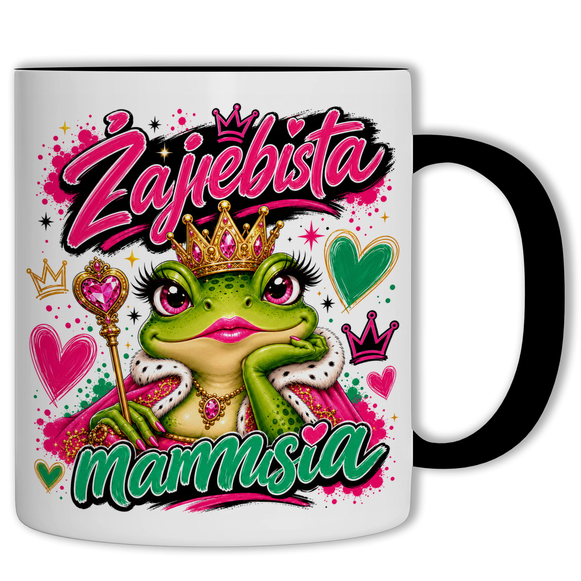 Kubek Żajebista Mama kubek ucho kolor kolor czarnyy