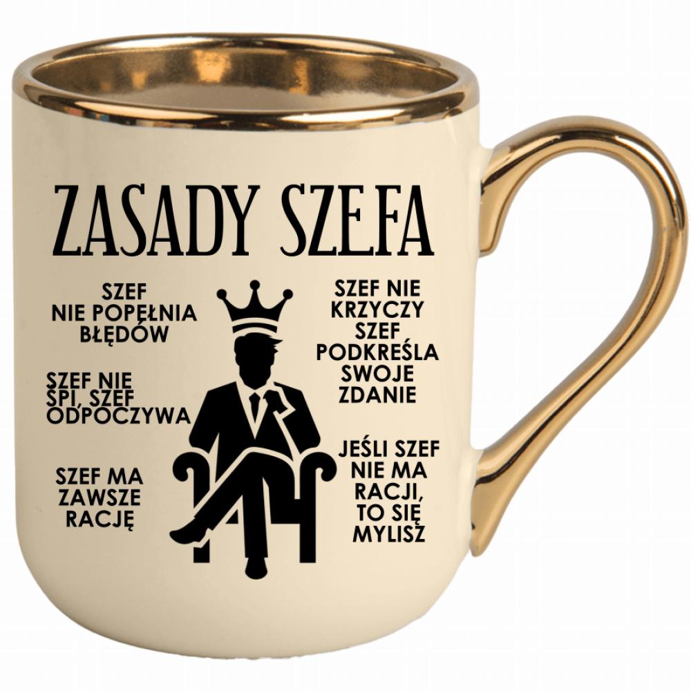Kubek Zasady Szefa kubek elegant kremowy kolor niebieski