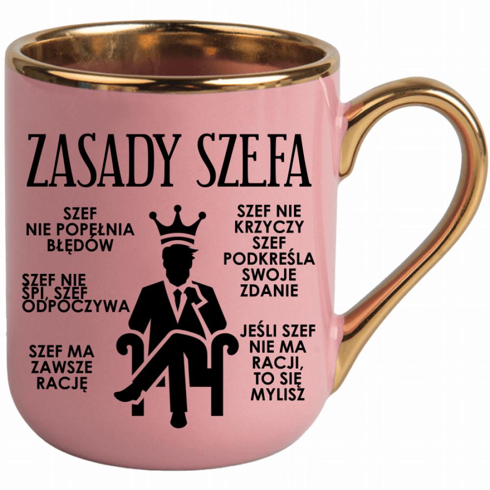 Kubek Zasady Szefa kubek elegant różowy kolor jasny róż