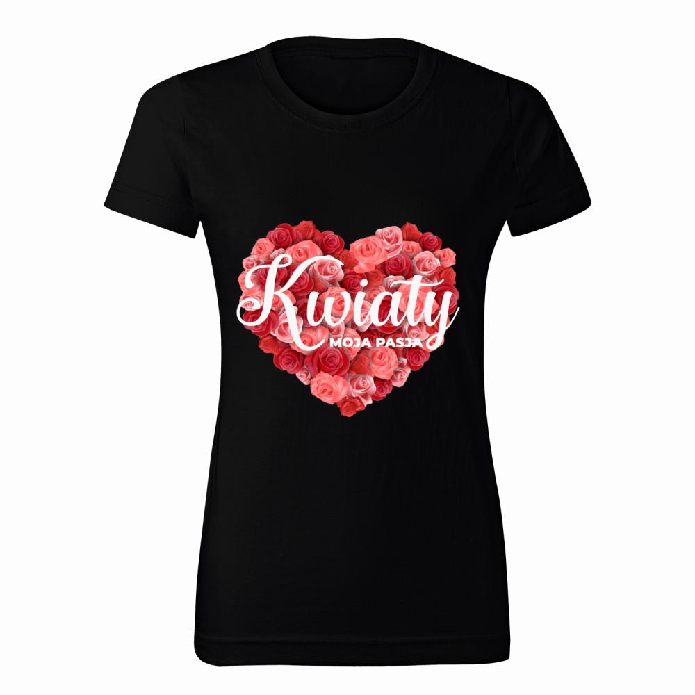 Kwiaty moja pasja koszulka damska kolor biały