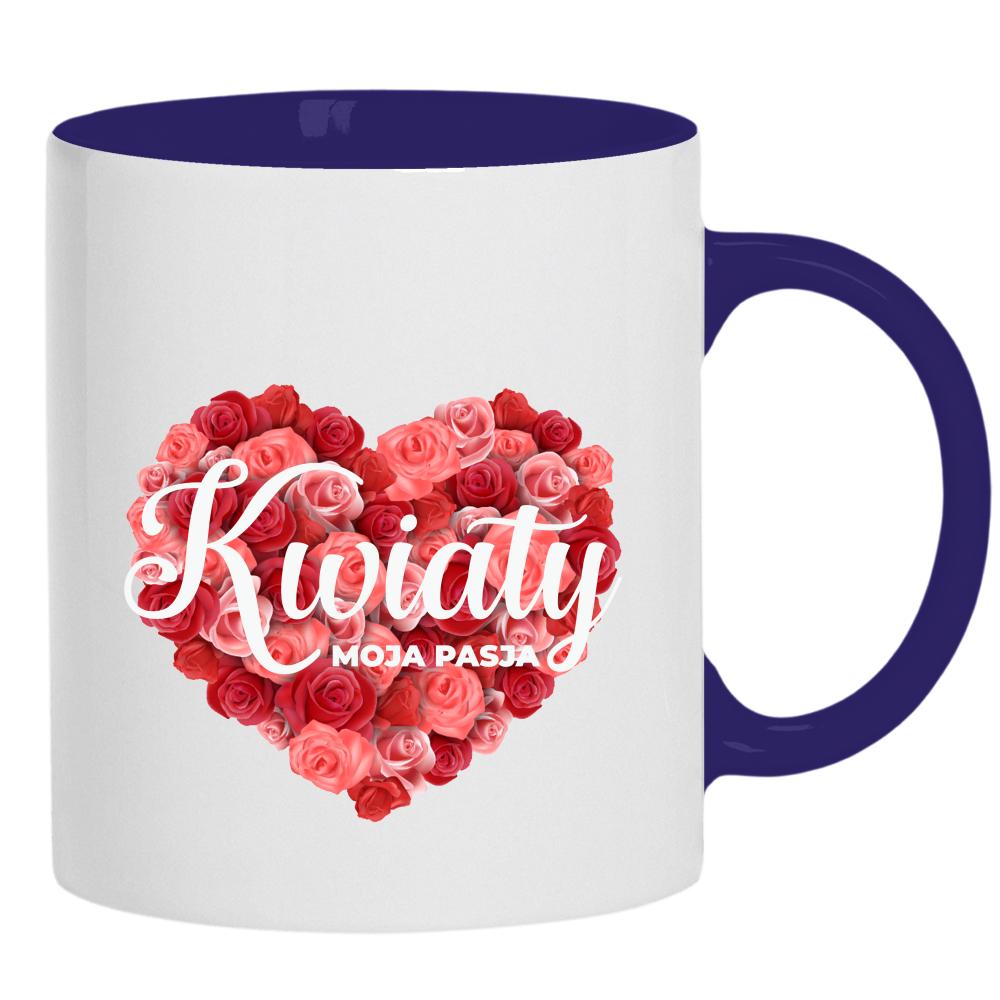 Kwiaty moja pasja kubek ucho kolor kolor navy