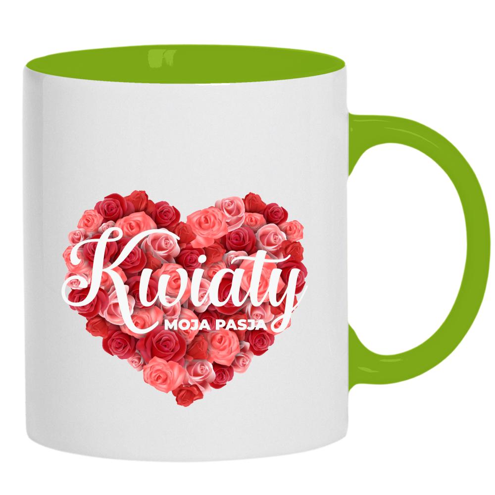 Kwiaty moja pasja kubek ucho kolor kolor zielony