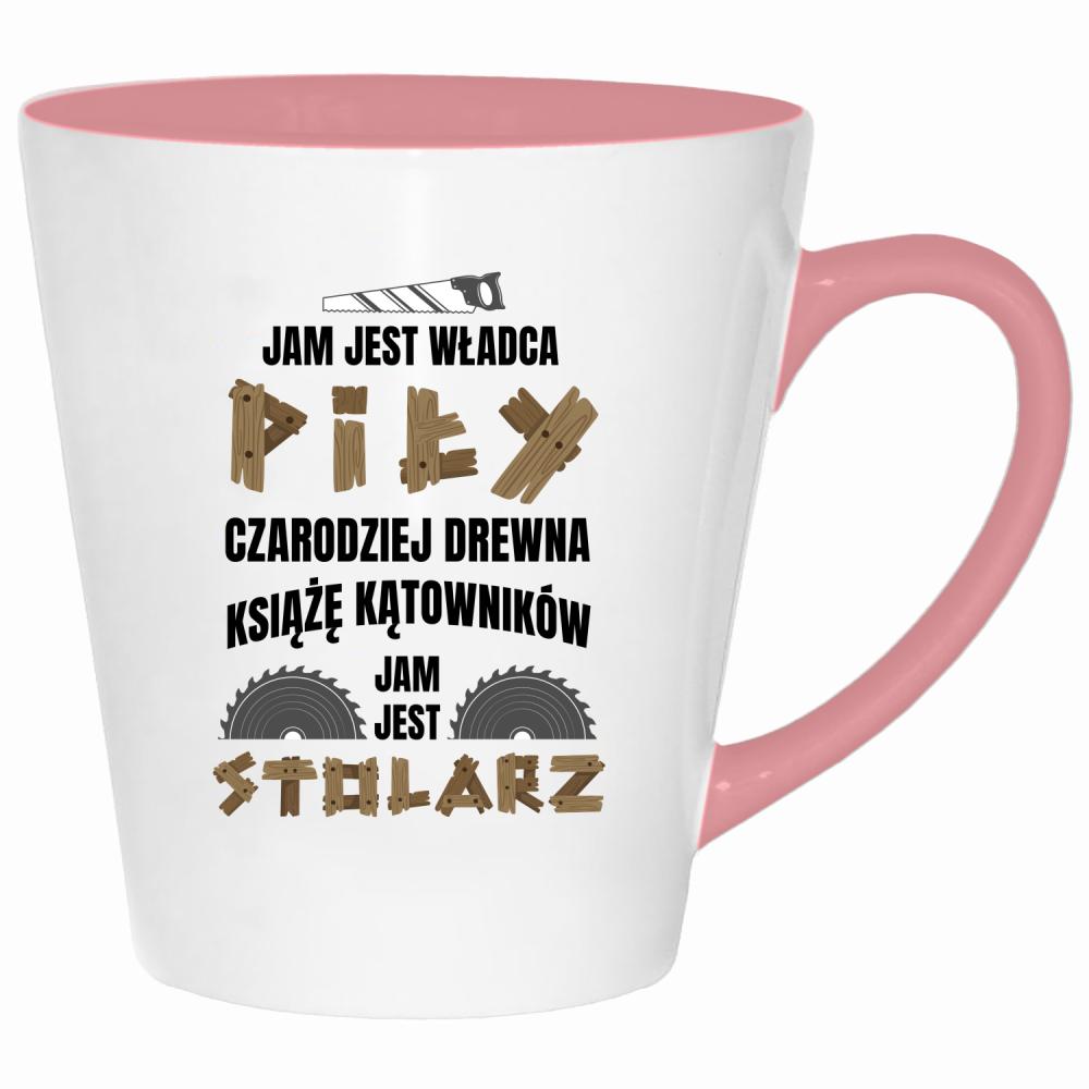 Legenda wśród narzędzi i mistrz kątownika kubek latte kolor pink