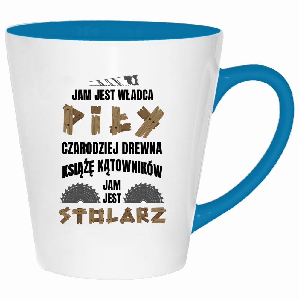 Legenda wśród narzędzi i mistrz kątownika kubek latte kolor turkus