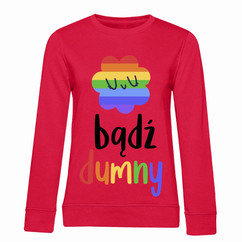 LGBT+ Bądź dumny bluza damska bez kaptura kolor czerwony
