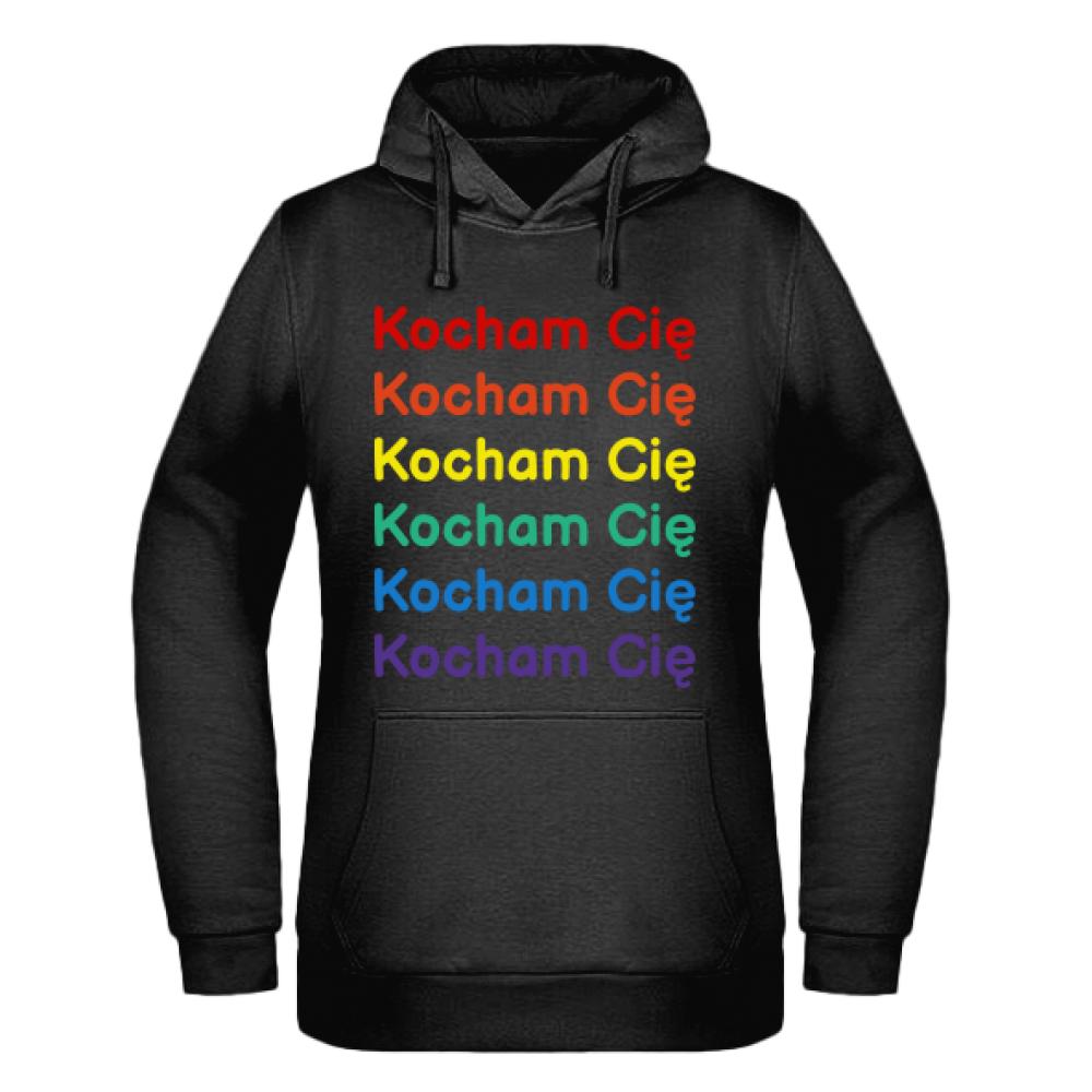 LGBT+ Kocham Cię bluza damska z kapturem kolor czarnyy