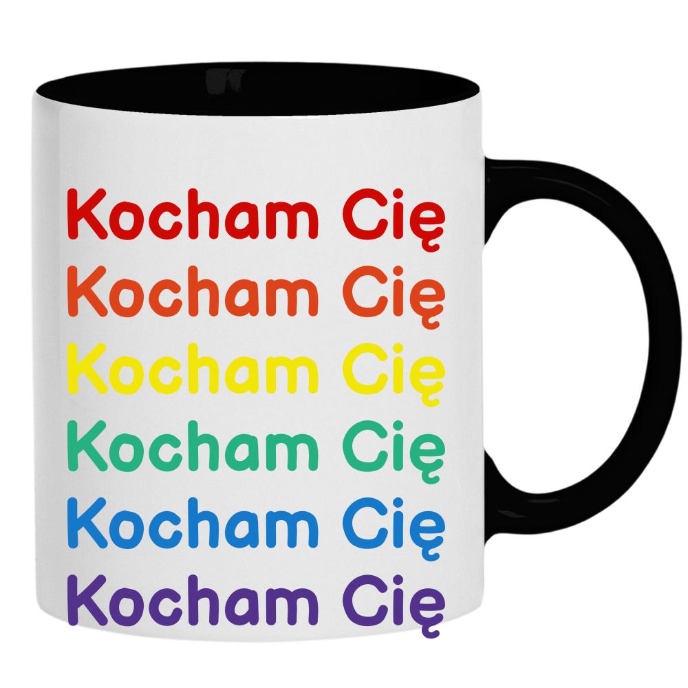 LGBT+ Kocham Cię kubek ucho kolor kolor czarnyy