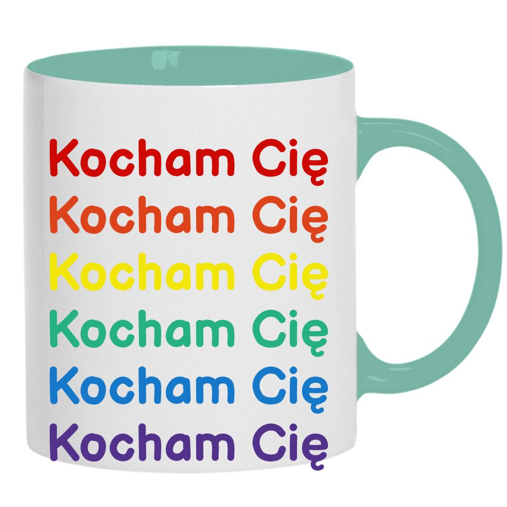 LGBT+ Kocham Cię kubek ucho kolor kolor miętowo zielony