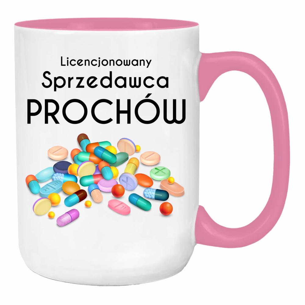 Licencjonowany sprzedawca prochów duży kubek ucho kolor kolor różowy