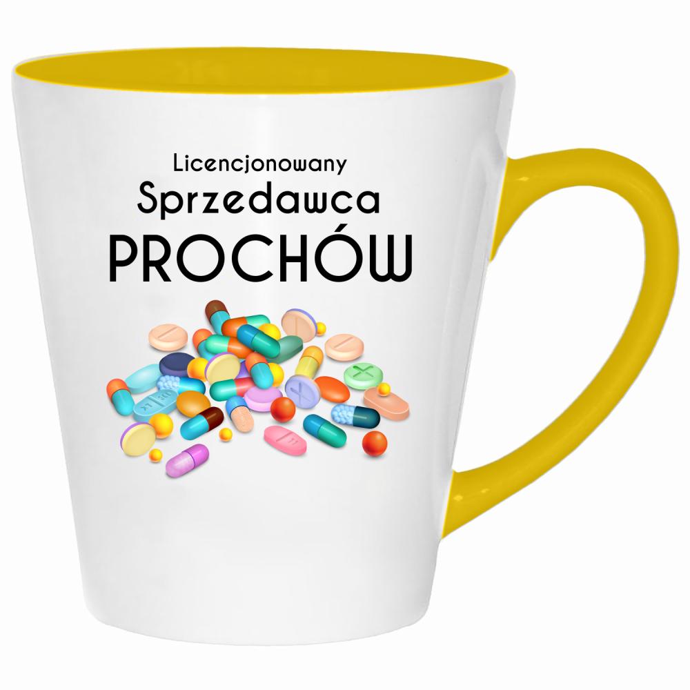 Licencjonowany sprzedawca prochów kubek latte kolor żółtyy