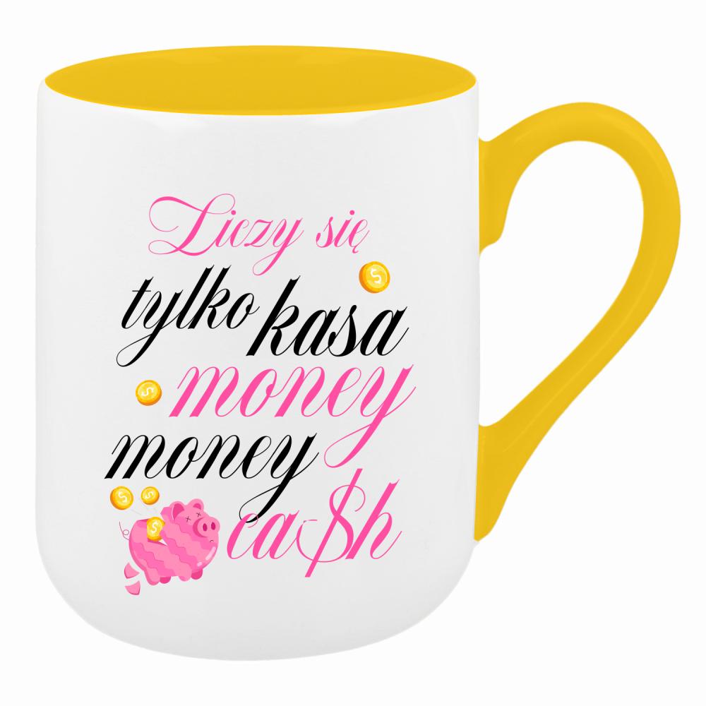 Liczy się tylko kasa, money, money, cash kubek coffee kolor żółty