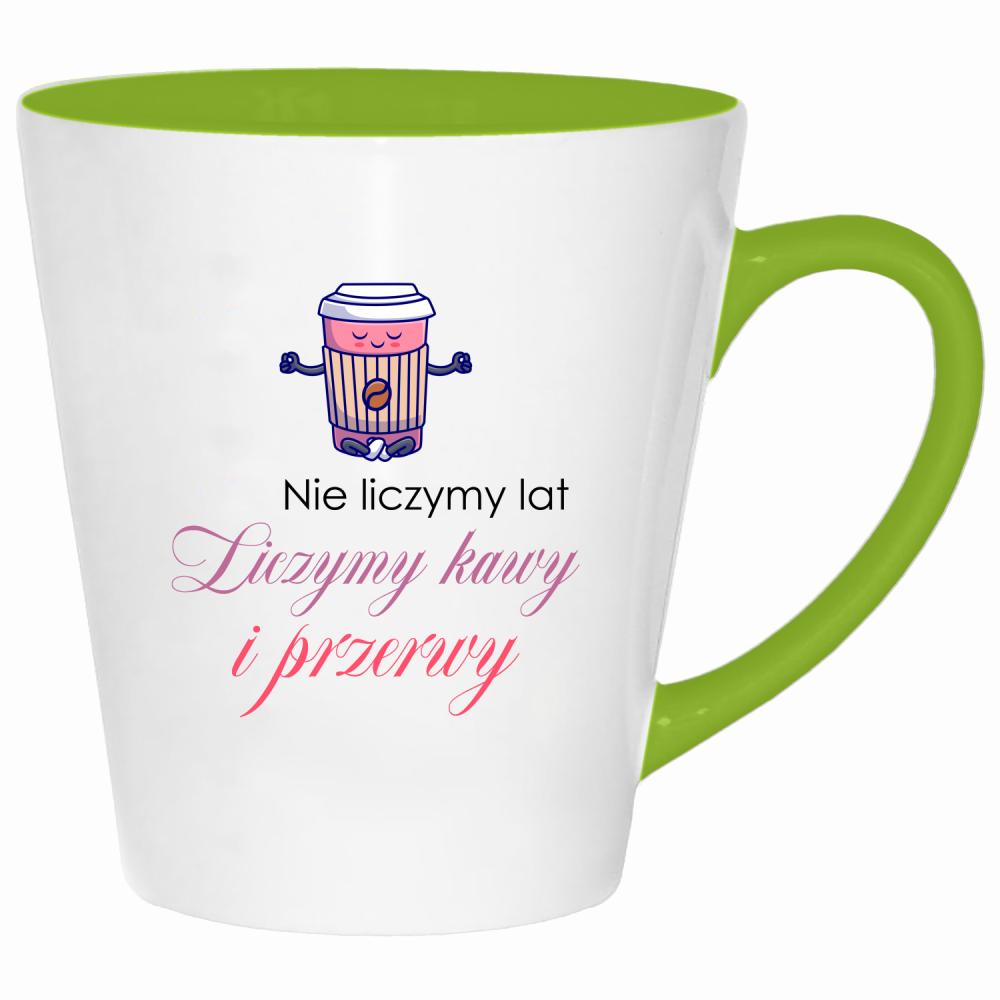 Liczymy Kawy i Przerwy kubek latte kolor limonka