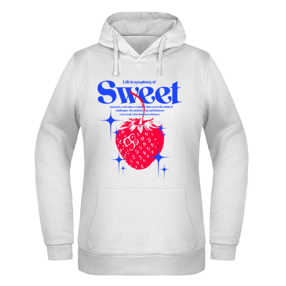 Life is a Symphony of Sweet bluza damska z kapturem kolor biały