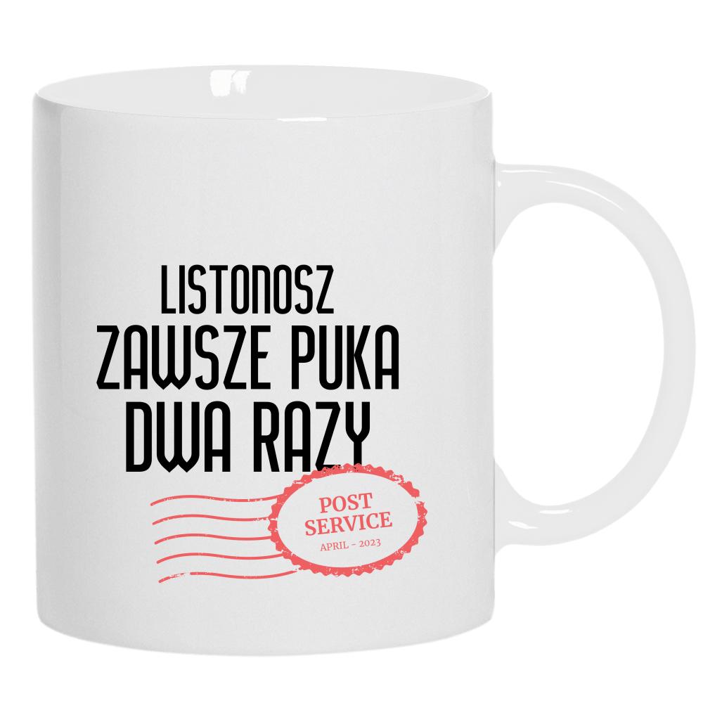 Listonosz Puka dwa razy kubek ucho kolor kolor biały