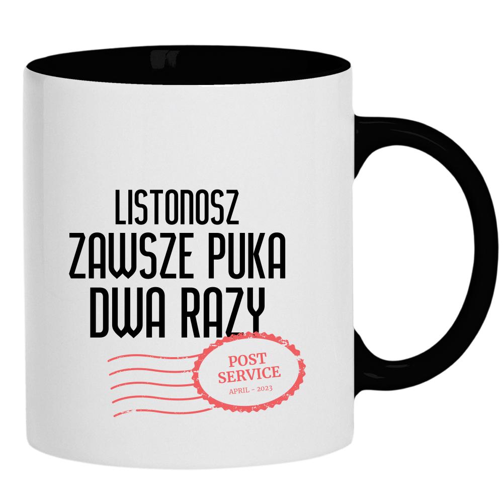 Listonosz Puka dwa razy kubek ucho kolor kolor czarnyy
