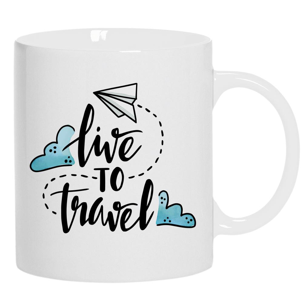 LIVE TO TRAVEL 2 kubek ucho kolor kolor biały