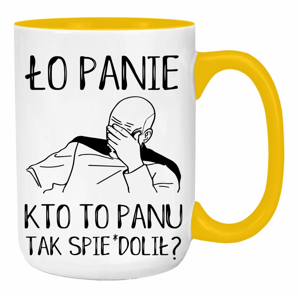 ło panie, kto to panu tak spie#dolił duży kubek ucho kolor kolor żółty