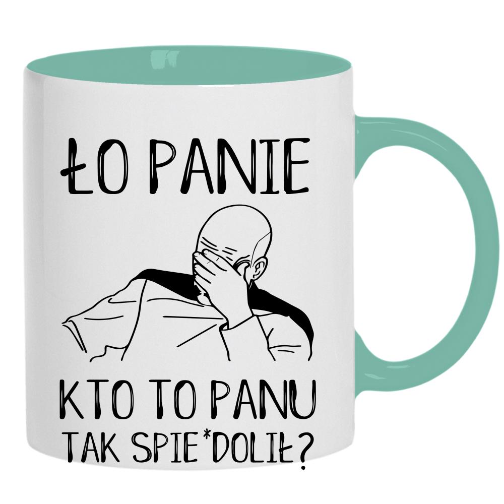 ło panie, kto to panu tak spie#dolił kubek ucho kolor kolor miętowo zielony