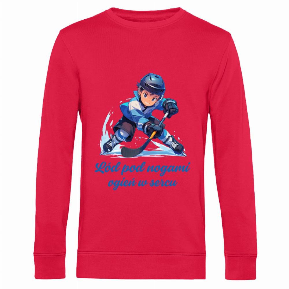 Lód pod nogami, ogień w sercu bluza męska bez kaptura kolor czerwony