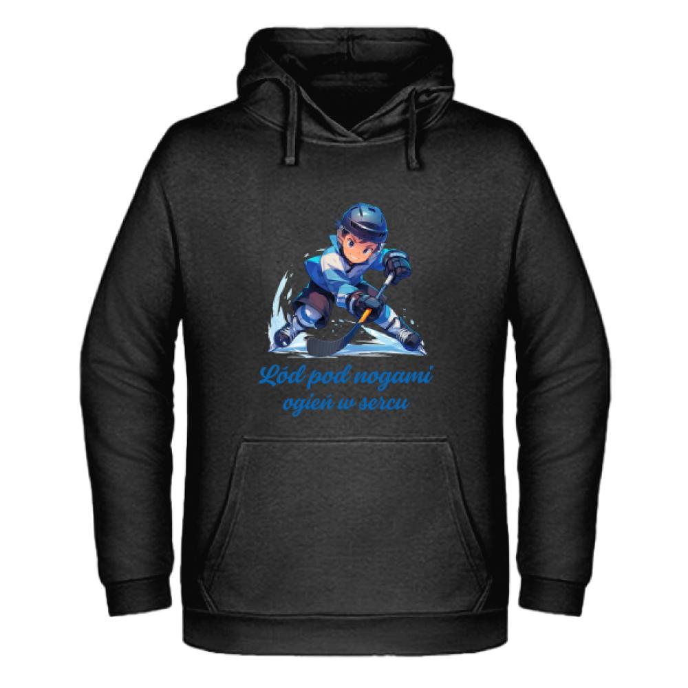 Lód pod nogami, ogień w sercu bluza męska z kapturem kolor czerwony latte