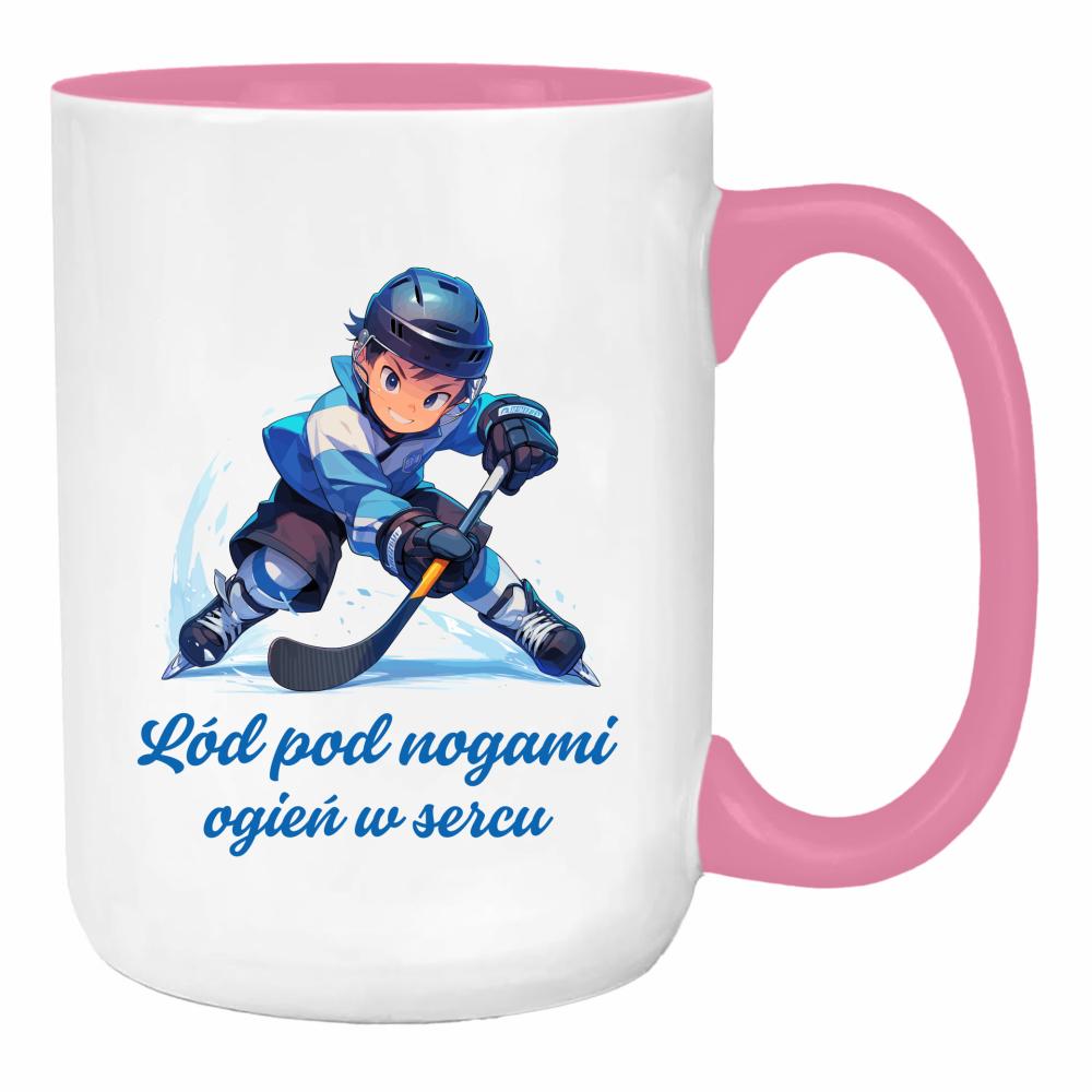 Lód pod nogami, ogień w sercu duży kubek ucho kolor kolor różowy