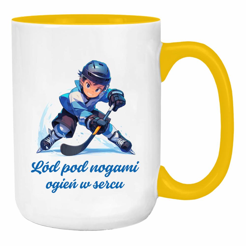 Lód pod nogami, ogień w sercu duży kubek ucho kolor kolor żółty