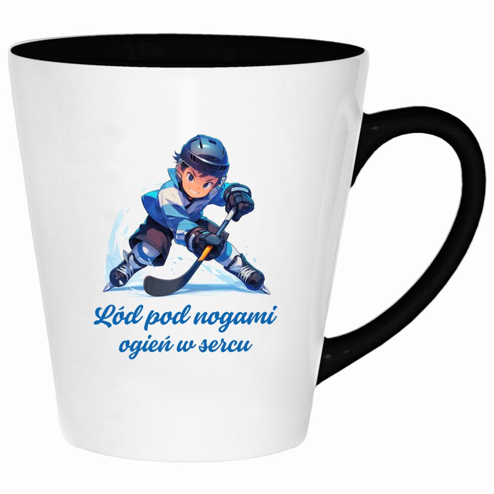 Lód pod nogami, ogień w sercu kubek latte kolor czarny