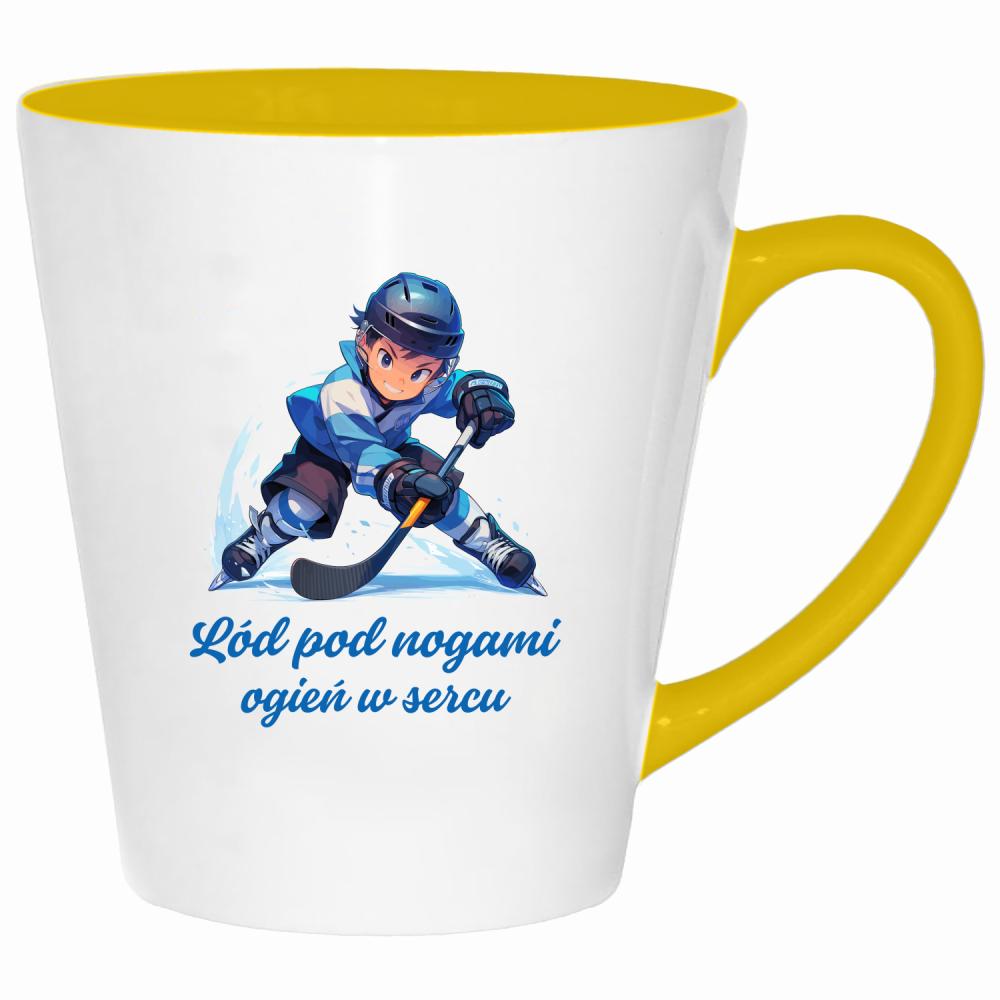 Lód pod nogami, ogień w sercu kubek latte kolor żółtyy