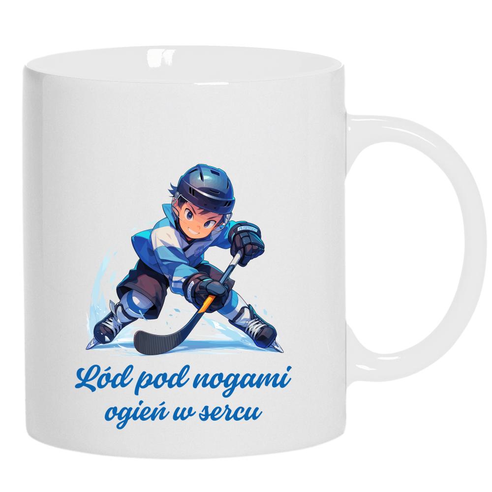 Lód pod nogami, ogień w sercu kubek ucho kolor kolor biały