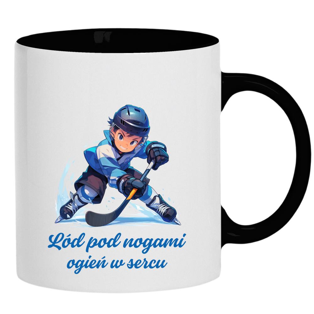 Lód pod nogami, ogień w sercu kubek ucho kolor kolor czarnyy