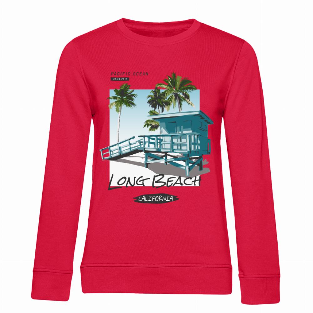 Long Beach bluza damska bez kaptura kolor czerwony
