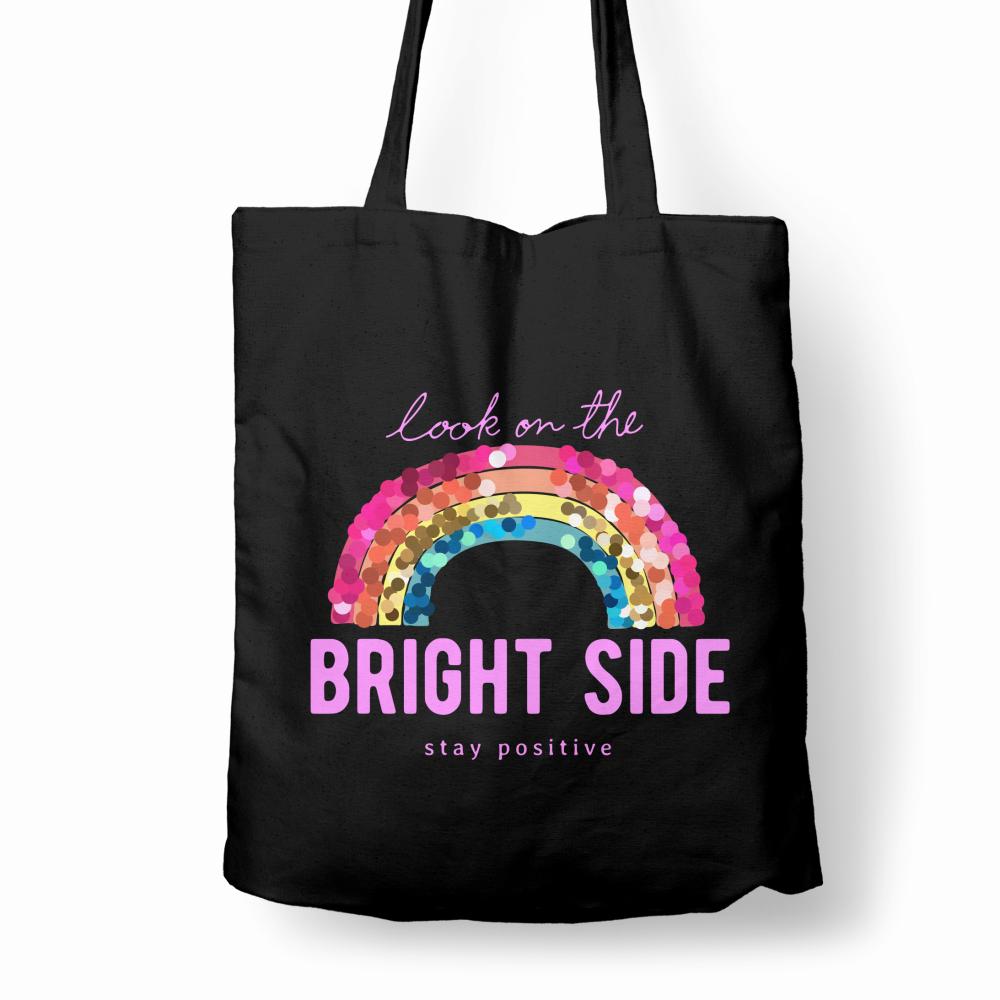 Look on the Bright Side Różowy torba bawełniana