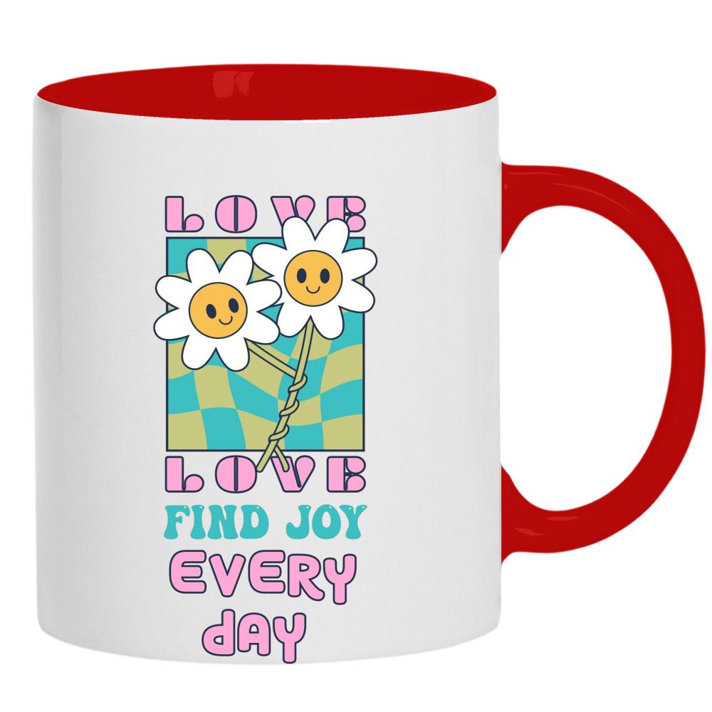 Love Find Joy Every Day kubek ucho kolor kolor czerwony