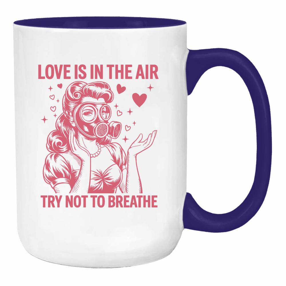 Love is in the air – try not to breathe duży kubek ucho kolor kolor navy