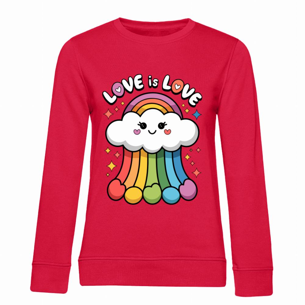 Love is Love 2 bluza damska bez kaptura kolor czerwony
