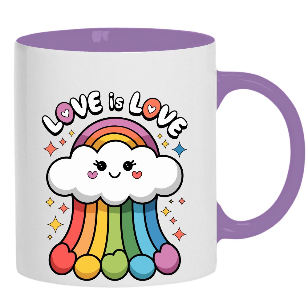 Love is Love 2 kubek ucho kolor kolor jasnofioletowy