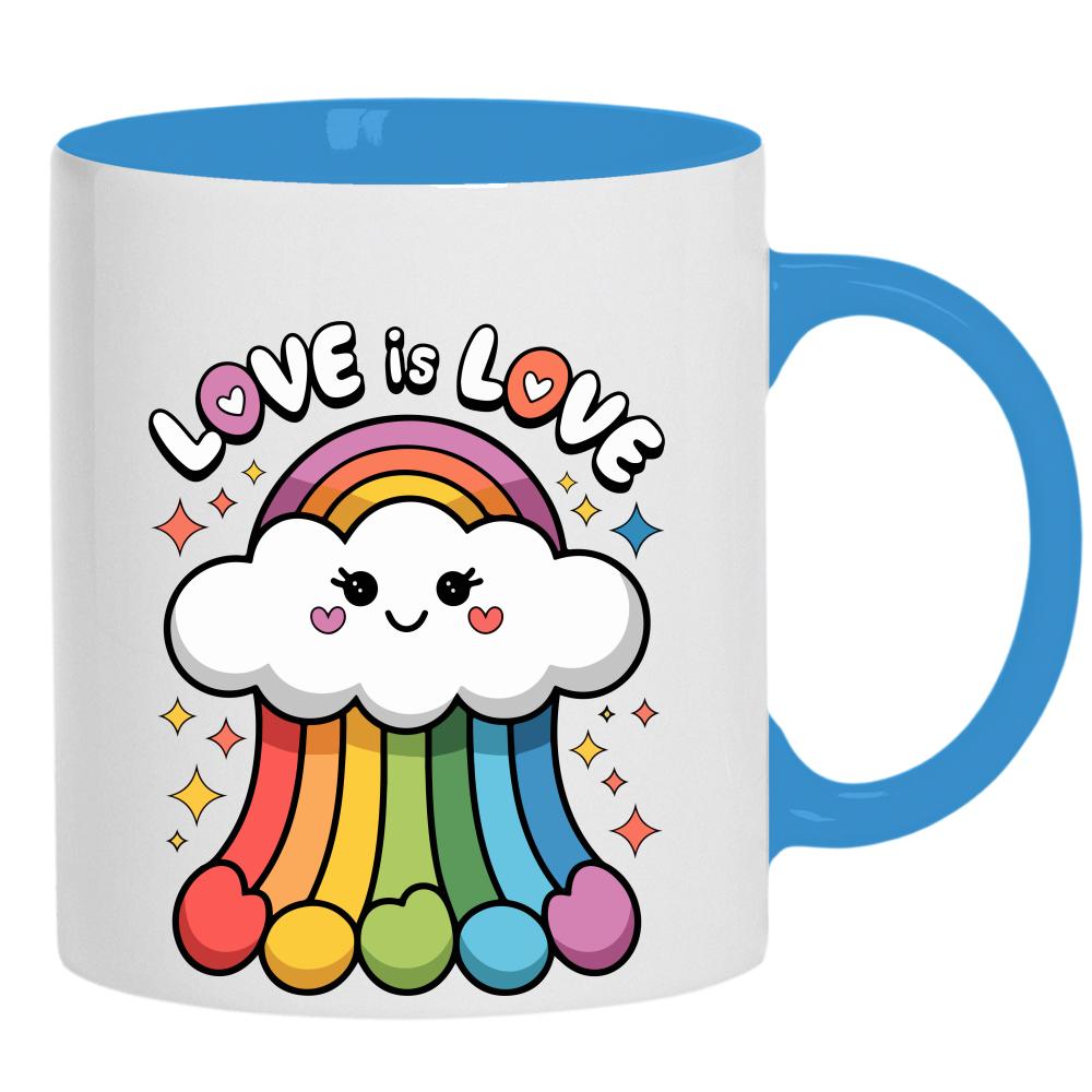 Love is Love 2 kubek ucho kolor kolor jasnoniebieski