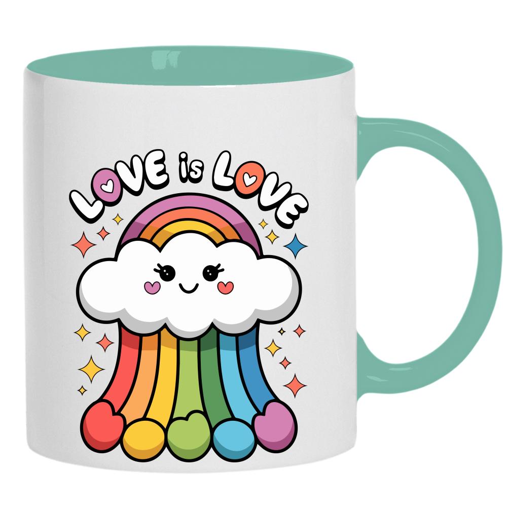 Love is Love 2 kubek ucho kolor kolor miętowo zielony