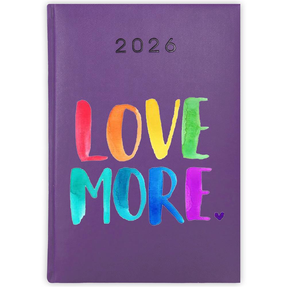 Love More kalendarz książkowy a5 2026 kolor fioletowy