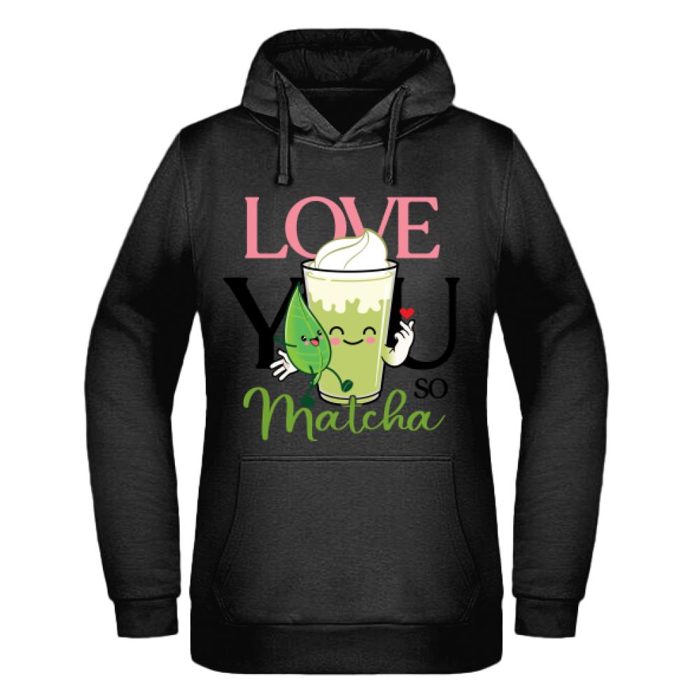 LOVE YOU MATCHA bluza damska z kapturem kolor beżowy